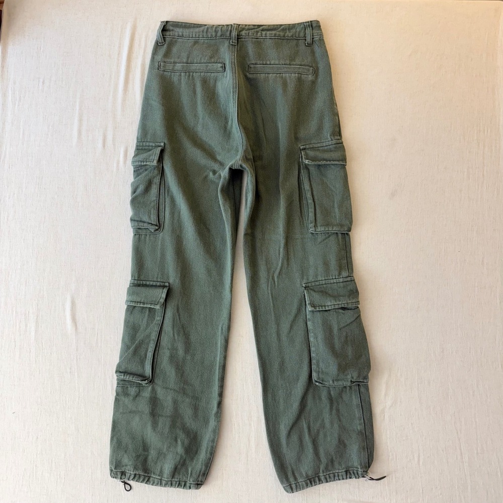 PrettyLittleThing High Rise Utility Cargo Pants Women Size 6 Green - Picture 3 of 13